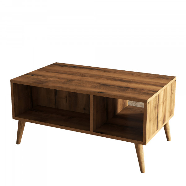 Masuta de cafea dreptunghiulara Exxen cu spatiu de depozitare nuc 90x41,6 cm