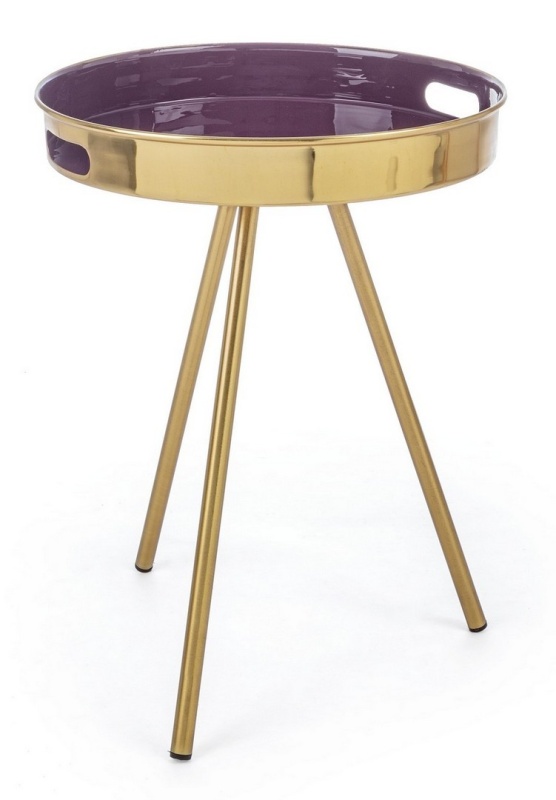 Măsuță de cafea Inesh Purple, rotundă, din oțel și oțel emailat, Ø42x50 cm