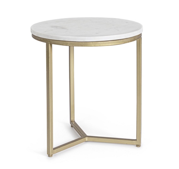 Măsuță de cafea Phoenix, rotundă, cu blat din marmură, diametru 37.5 cm, înălțime 41 cm