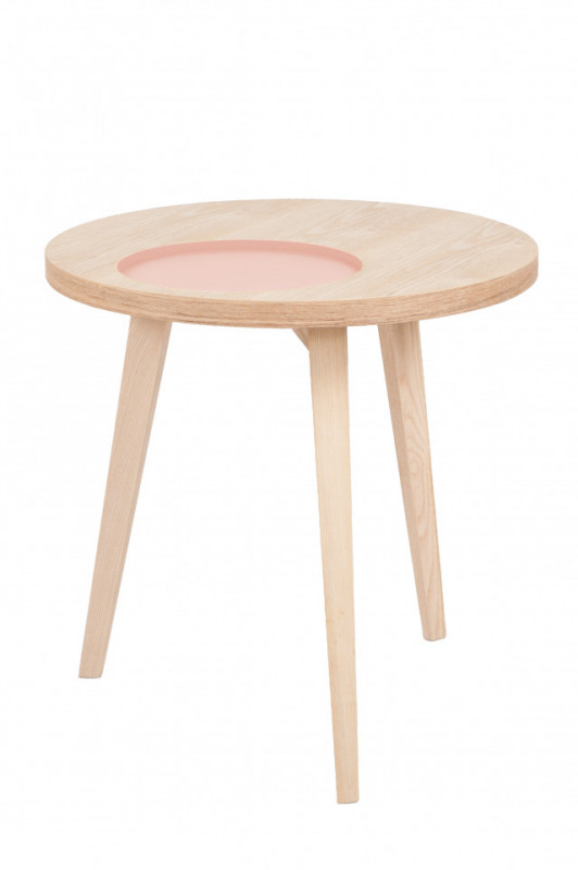 Masuta de cafea rotunda din lemn Addison 50x50x50 cm maro/roz