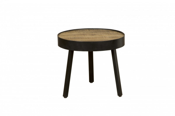 Masuta de cafea rotunda din lemn si metal 54x54x48 cm maro/negru