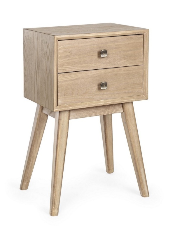 Noptiera Alannis cu 2 sertare, din lemn vopsit, 40x30x66 cm