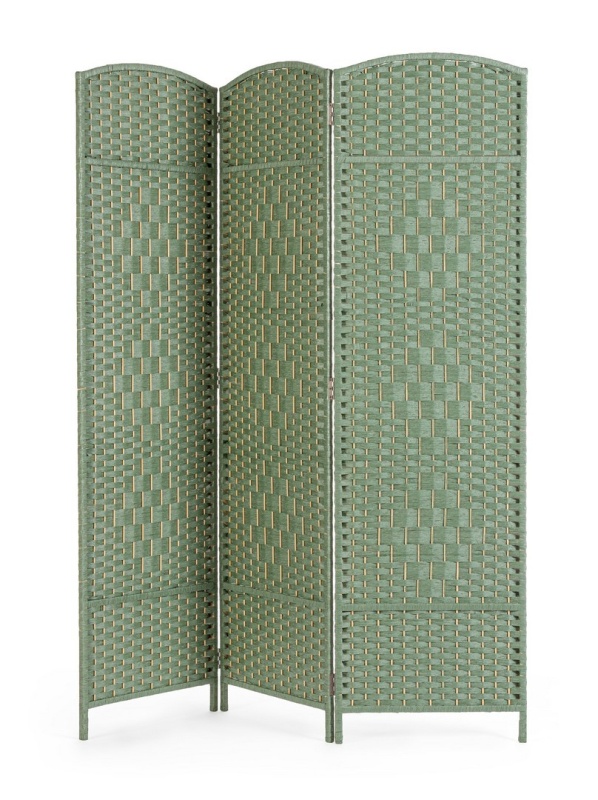 Paravan cu efect 3D, verde, din bambus și lemn, 150x180 cm