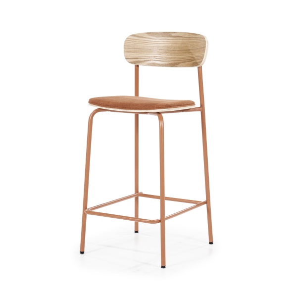Scaun de bar Skoladin lemn de frasin teracota 95 cm