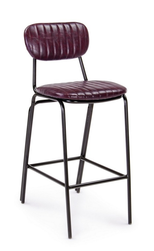 Scaun de bar Vintage, din piele ecologică, bordeaux, 44x51x100 cm