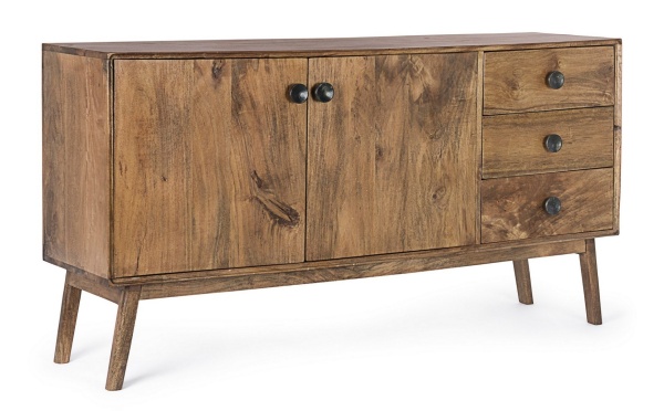 Servanta Sylvester, stil vintage, cu 2 uși și 3 sertare, din lemn de mango, 150x40x80 cm