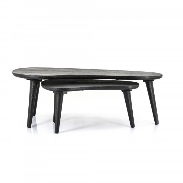 Set 2 masute de cafea din lemn de mango Guus 110x54x38 cm/70x45x32 cm negre