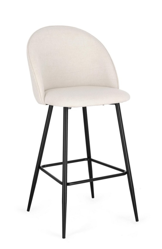 Set 2 scaune de bar Tanya, structură din oțel, șezut tapițat cu poliester, albe 51x52x107 cm