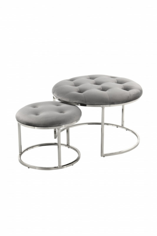 Set 2 tabureți tapițați Becky gri