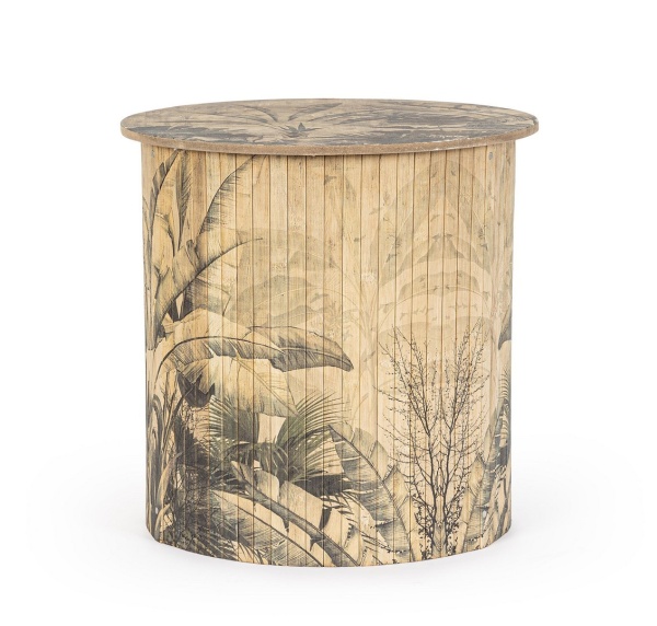 Set 3 măsuțe de cafea Nariko Ro, rotundă, din bambus și MDF, diametru 40 cm, înălțime 40 cm