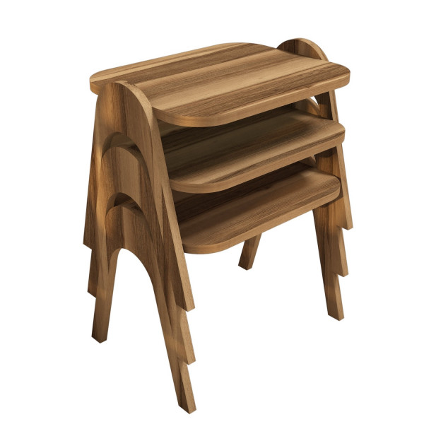 Set 3 masute de cafea Paris nuc 48,6x42x35,5 cm