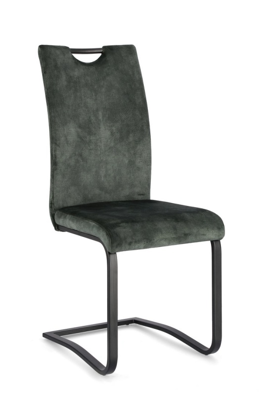 Set 4 scaune Kenneth, din catifea și oțel vopsit electrostatic, Verde închis, 42x56x102 cm