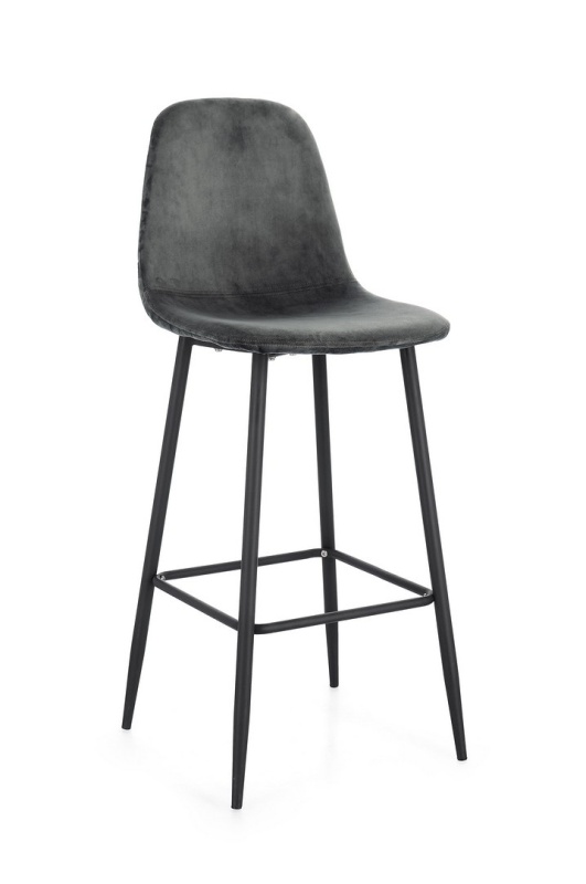 Set de 2 scaune de bar Irelia, din catifea, gri închis, 46x39x103 cm