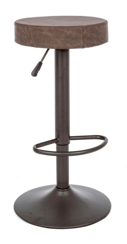 Set de 2 scaune de bar Piper Vintage, reglabile pe înălțime, cu șezut din piele ecologică maro și bază metalică gri mat, 35x35x64-85 cm