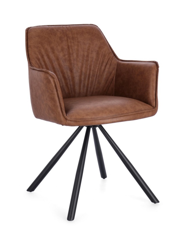 Set de 2 scaune pivotante din piele ecologică, maro deschis, 59.5x61x84 cm