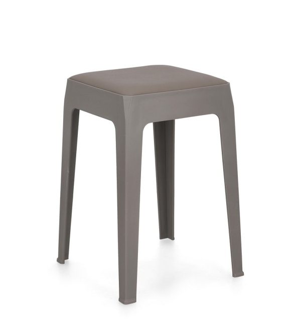 Set de 6 taburete cu șezut din piele ecologică, gri închis, 33x33x47 cm