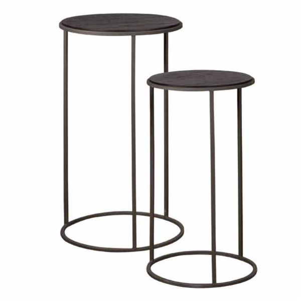 Set masute laterale Spello din lemn de tec mat gri de la 40 cm