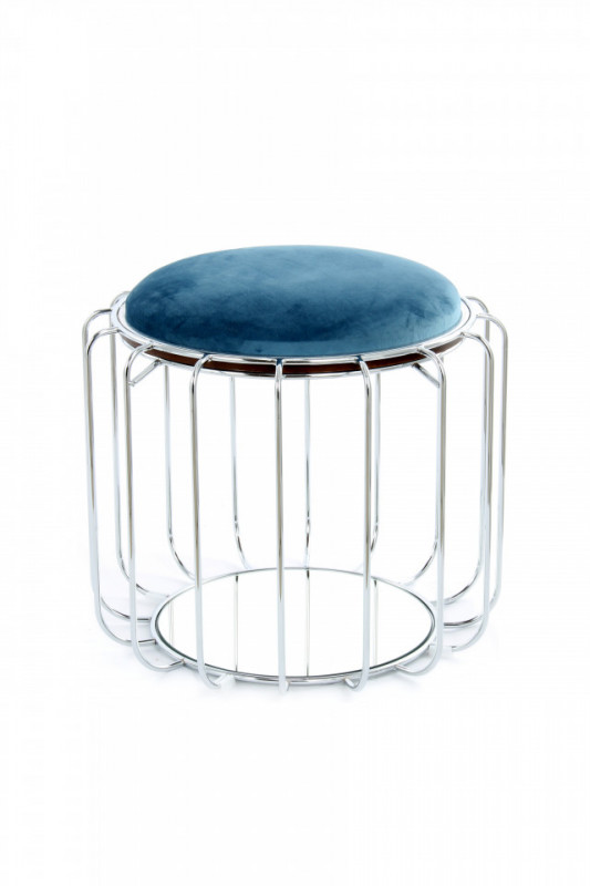 Taburet tapitat/masuta de cafea rotund/a Comfortable 50x50x45 cm albastru