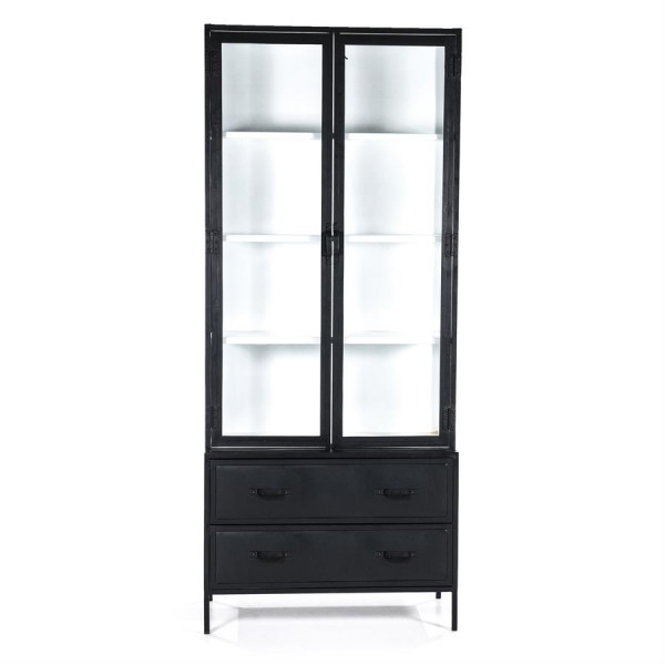 Vitrina din metal si sticla cu 2 usi 93x47 cm neagra