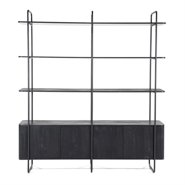 Bibliotecă din lemn de mango James 190 cm neagra