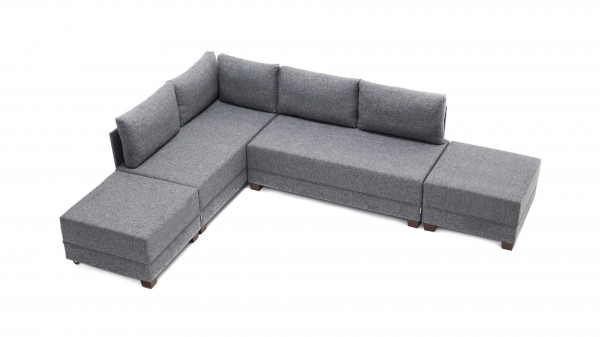 Coltar Fly pe stanga gri, 3 locuri, extensibil cu 2 parti modulare