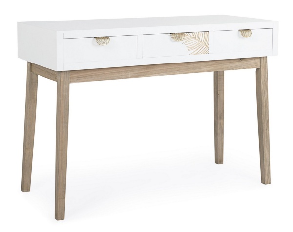 Consolă Folium cu 3 sertare, din lemn de brad și MDF, 110x40x78 cm