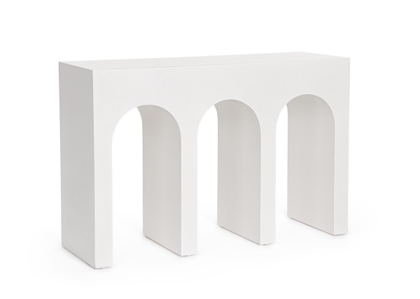 Consolă modelată Rhome, finisaj cu efect material, albă, 120x40x80 cm
