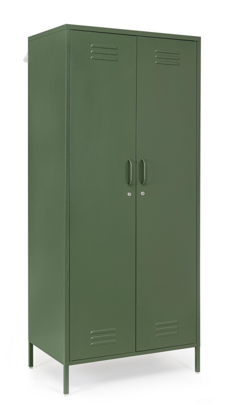 Dulap Cambridge, cu 2 uși, din oțel, vopsit electrostatic, verde salvie, 80x50x185 cm