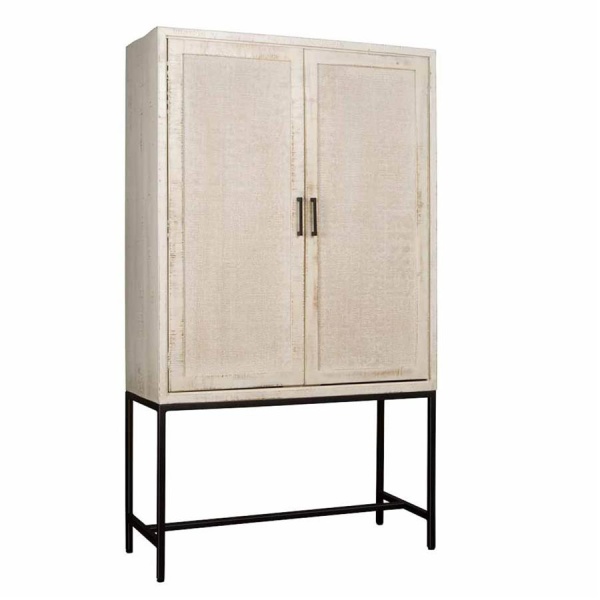 Dulap living Carini din lemn de mango alb 110 cm