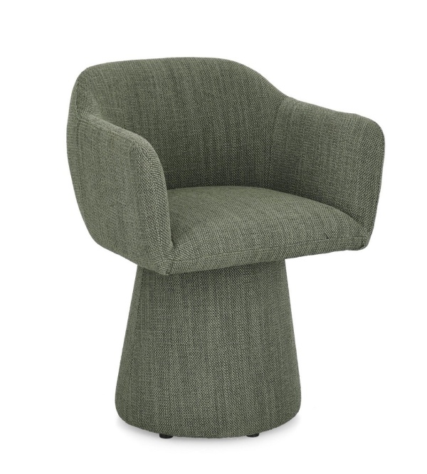Fotoliu Lottie, pivotant cu mecanism de revenire, cu brațe, din material textil, verde, 59x55x77 cm
