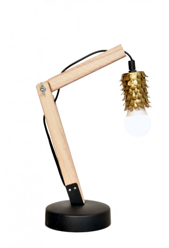 Lampa decorativa din lemn/fier Rossa IV alamă, un bec