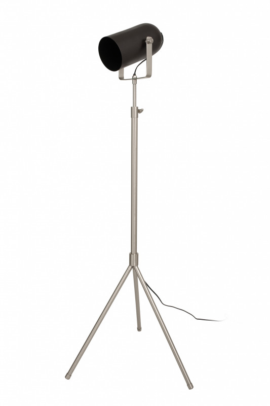 Lampadar din otel/alama/fier Celeste, negru/argintiu, un bec 27x53x133-163 cm
