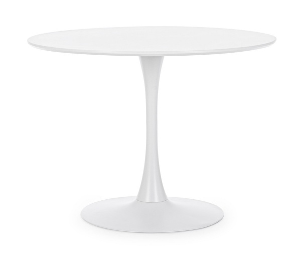 Masă dining rotundă Bloom, albă, pentru 4 persoane, diametru 100 cm