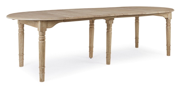 Masă extensibilă Bedford, din lemn masiv de stejar, finisaj ceruit antichizat, 10 locuri, 110-272x110 cm