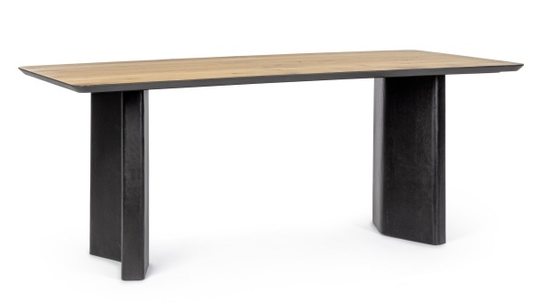 Masă fixă Stanwood, dreptunghiulară, din MDF furniruit cu stejar, 190x90 cm