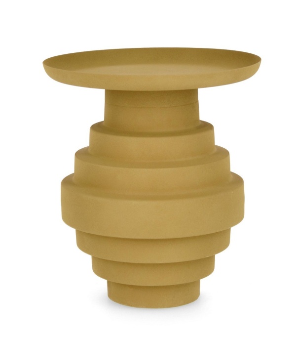 Măsuță de cafea rotundă Amba, din oțel muștar mat, diametru 35.5 cm