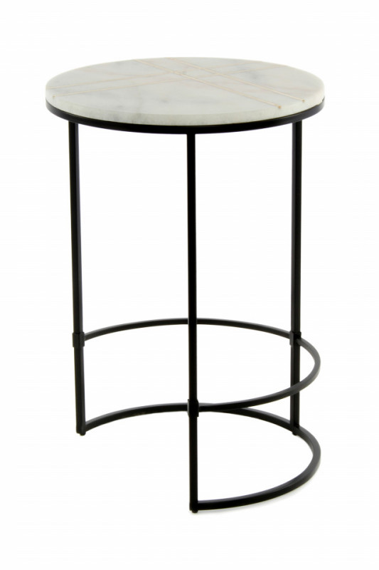 Masuta de cafea rotunda din marmura Louis 44.5x44.5x64 cm alba