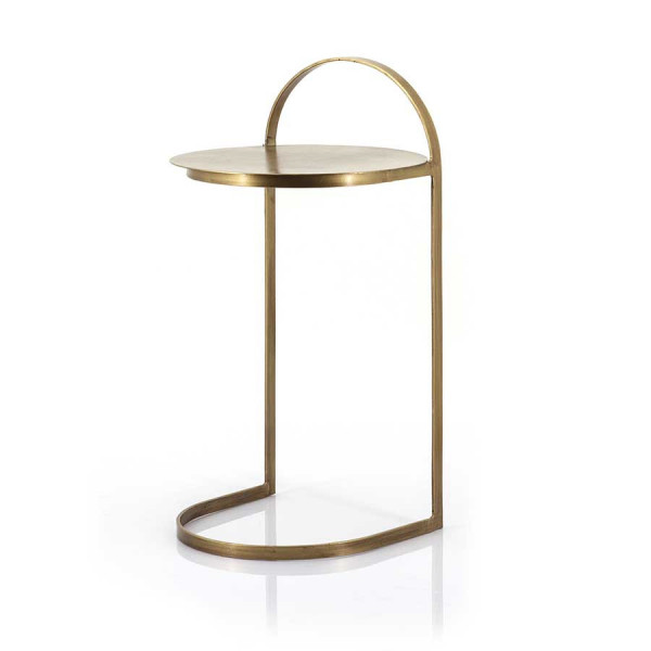 Masuta laterala rotunda din metal Garcon 35x35x65 cm alama