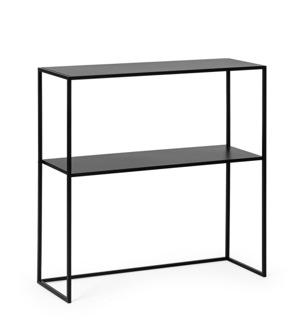 Set 2 Consolă dreptunghiulară Alrik, din oțel vopsit electrostatic, negru, 78x27x78 cm