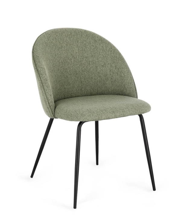 Set 4 scaune Tanya, cu picioare din oțel, tapițat cu poliester, verde salvie, 51x54x77 cm