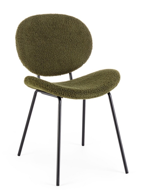 Set de 2 scaune Maddie, din țesătură bouclé și metal, verde închis, 52x59.5x79.5 cm
