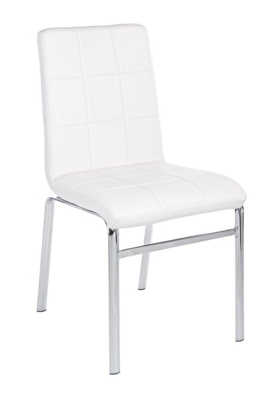 Set de 4 scaune Loraine, din metal cromat și piele ecologică, alb, 44x56,5x96 cm