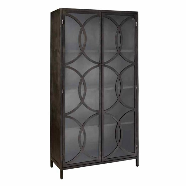 Vitrina Stelvio din metal si sticla neagra 96 cm