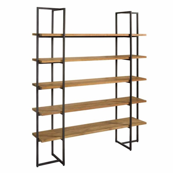 Bibliotecă Felino din lemn de tec si cadru metalic 155 cm