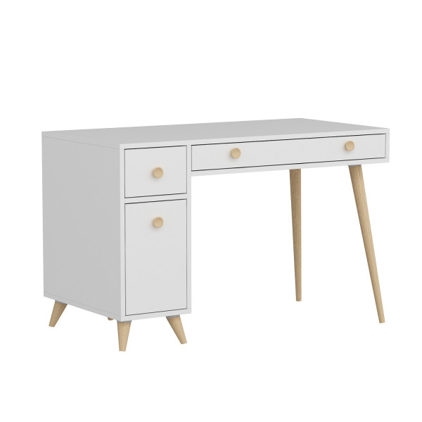 Birou cu dulapior din pal melaminat Inarch alb 120 cm