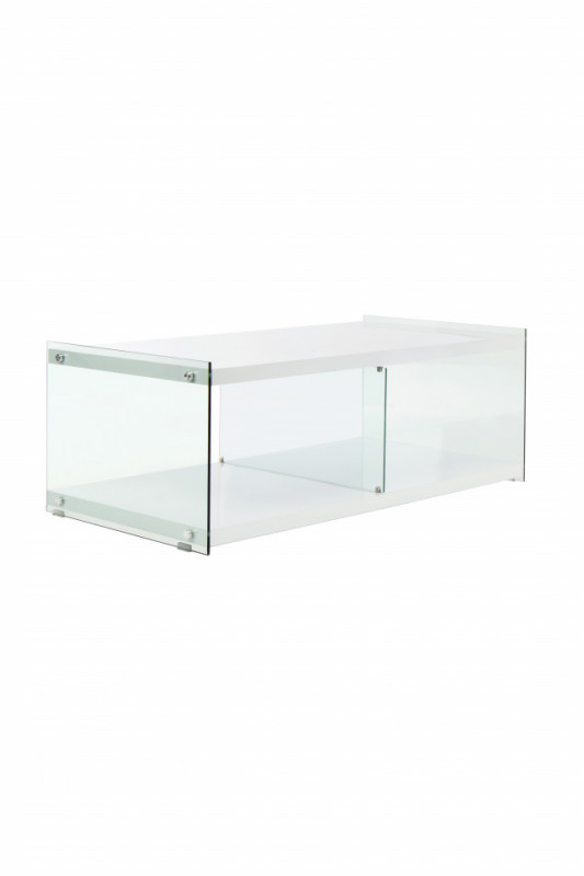 Comoda TV din sticla temperata Elementary alba 120 cm
