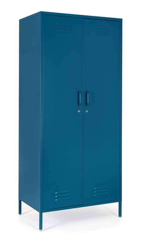 Dulap Cambridge, cu 2 uși, din oțel, vopsit electrostatic, albastru, 80x50x185 cm