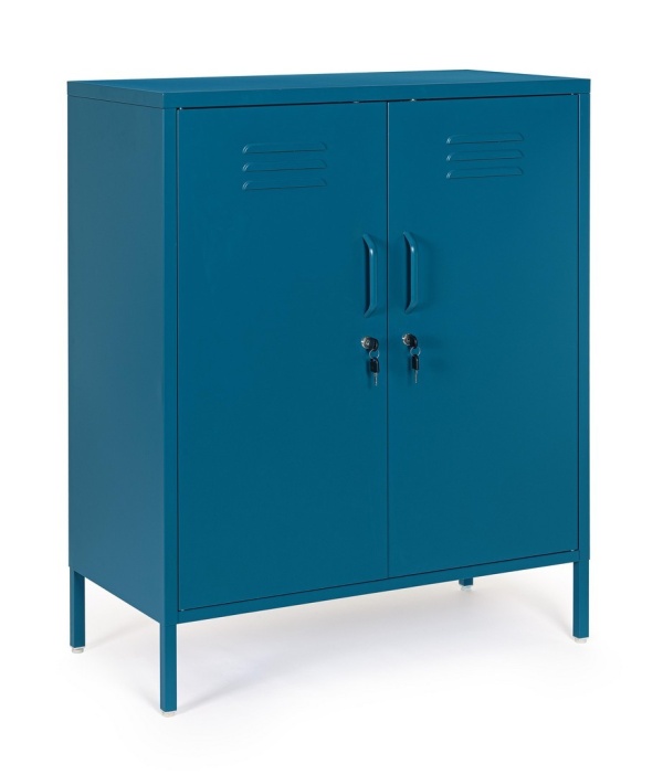 Dulapior Cambridge, cu 2 uși și 2 rafturi ajustabile, din metal vopsit electrostatic, albastru, 80x40x101.5 cm
