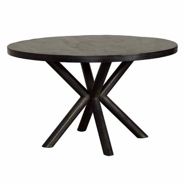 Masa de dining rotunda Selva din lemn de mango neagra 130 cm