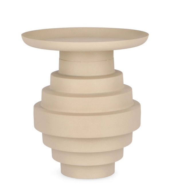 Măsuță de cafea rotundă Amba, din oțel bej mat, diametru 35.5 cm